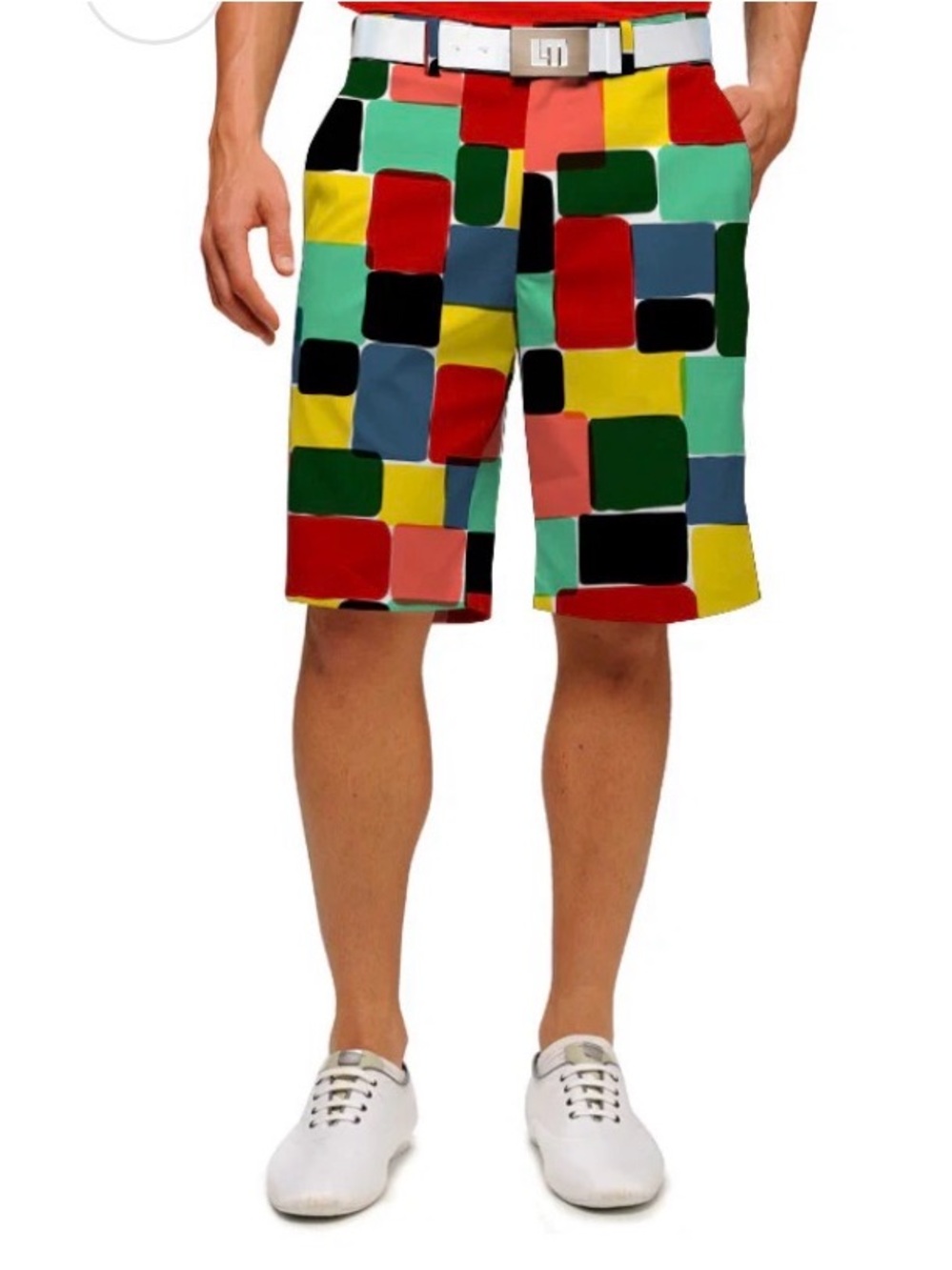 Men's Colorblock Geo Print Flat Front Shorts